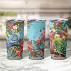 Blue Budgies on Callistemon Tumbler Cup Merry Christmas Aussie - Aussie Hoodie