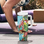 Blue Budgies on Callistemon Tumbler With Handle Merry Christmas Aussie - Aussie Hoodie