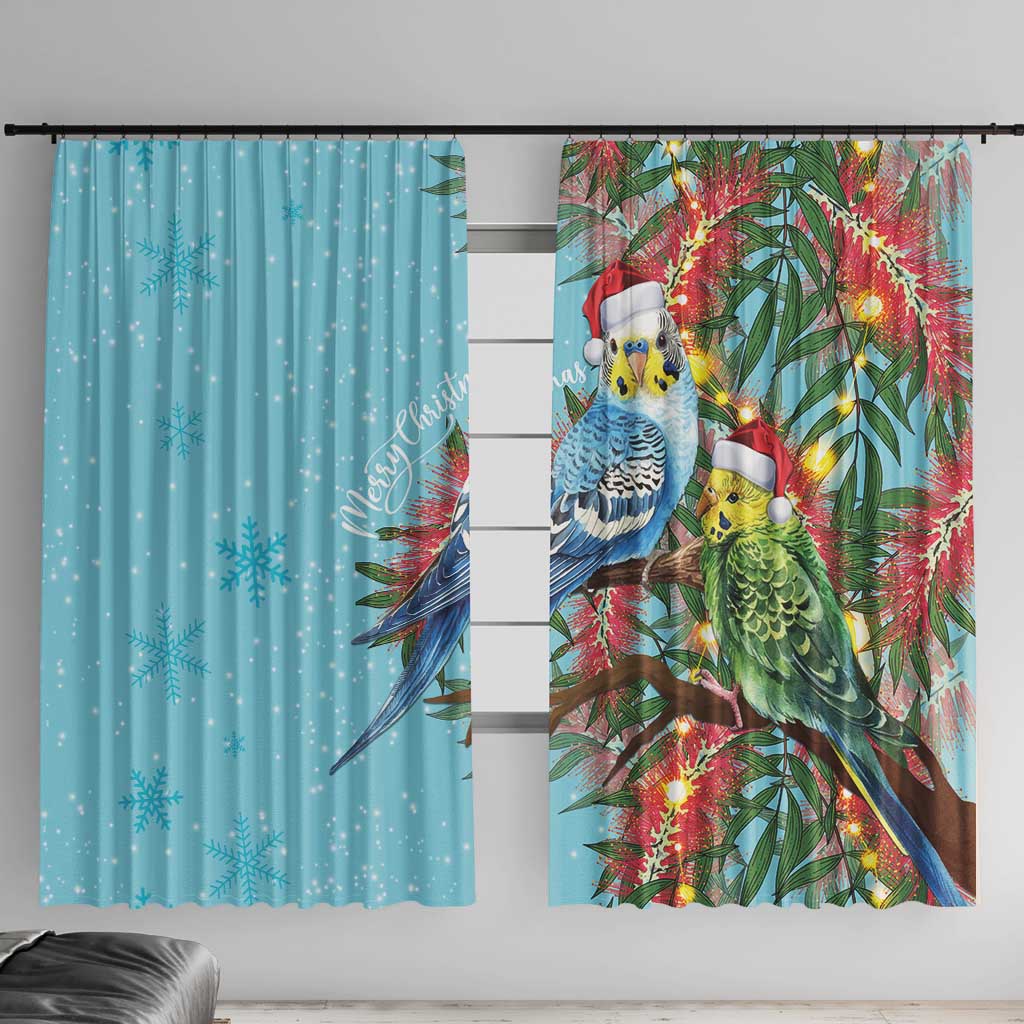 Blue Budgies on Callistemon Window Curtain Merry Christmas Aussie - Aussie Hoodie