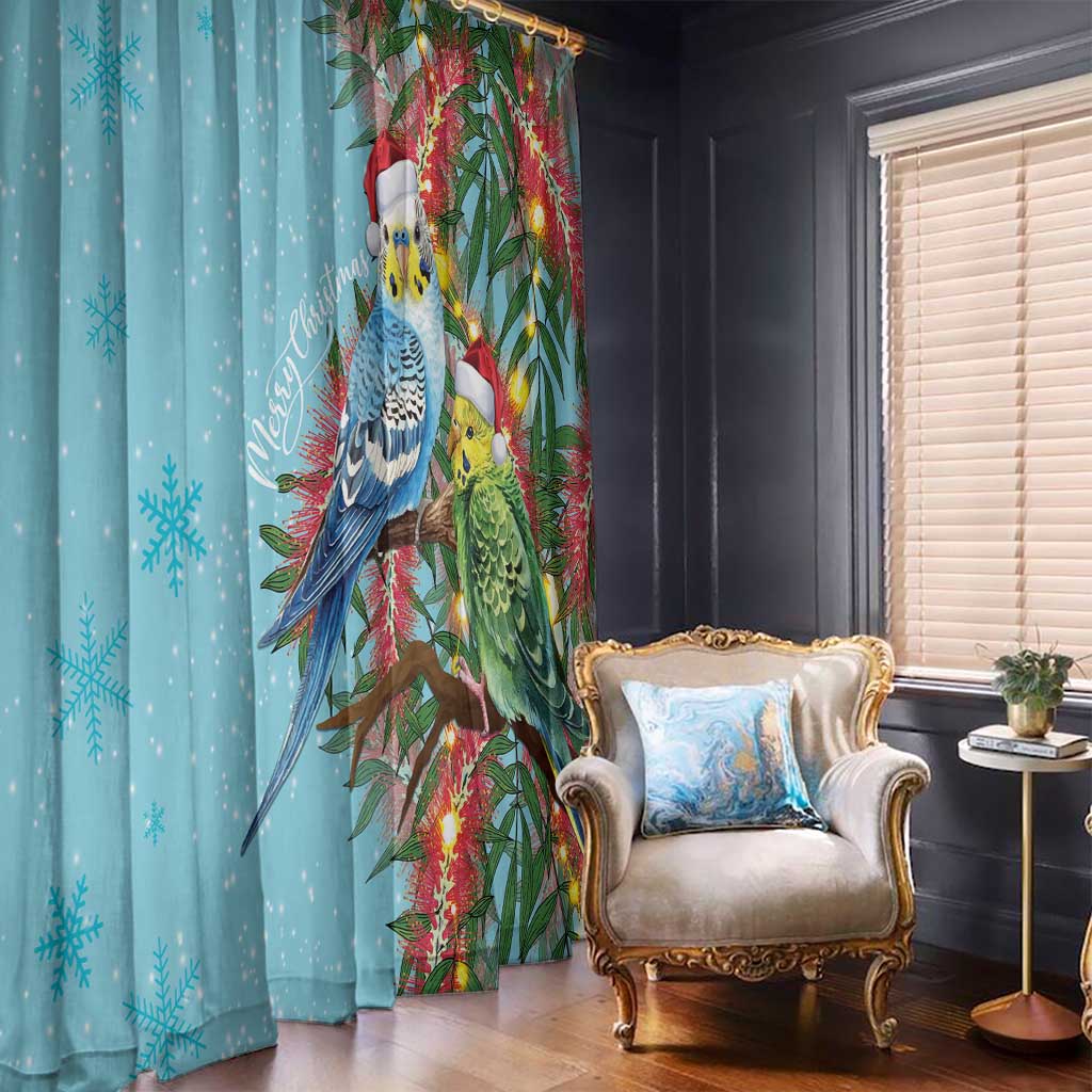 Blue Budgies on Callistemon Window Curtain Merry Christmas Aussie - Aussie Hoodie