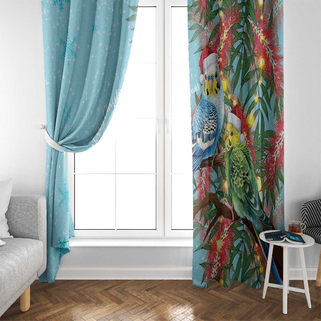 Blue Budgies on Callistemon Window Curtain Merry Christmas Aussie - Aussie Hoodie