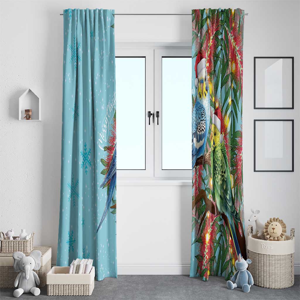 Blue Budgies on Callistemon Window Curtain Merry Christmas Aussie - Aussie Hoodie