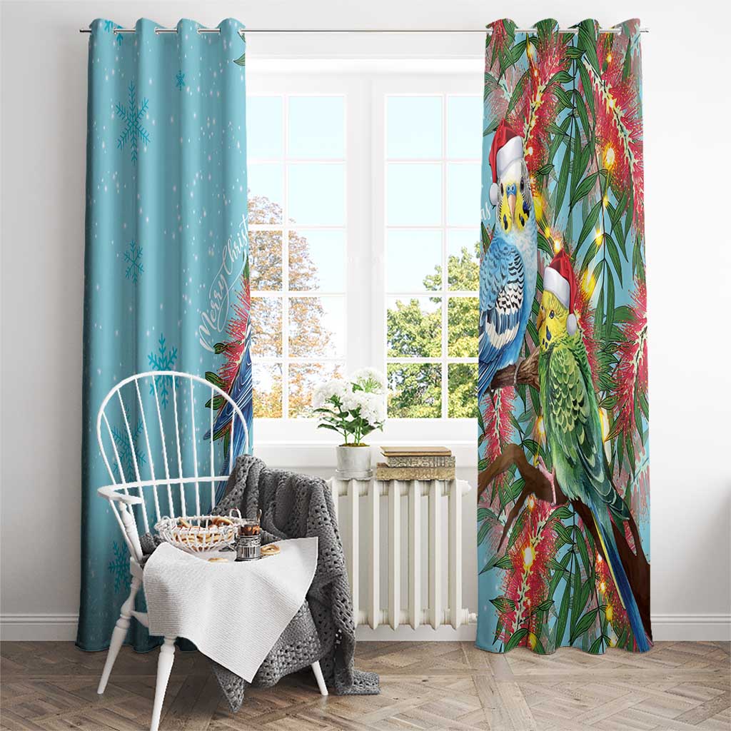 Blue Budgies on Callistemon Window Curtain Merry Christmas Aussie - Aussie Hoodie