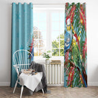 Blue Budgies on Callistemon Window Curtain Merry Christmas Aussie - Aussie Hoodie
