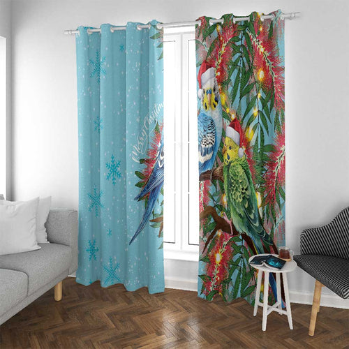 Blue Budgies on Callistemon Window Curtain Merry Christmas Aussie - Aussie Hoodie