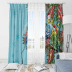Blue Budgies on Callistemon Window Curtain Merry Christmas Aussie - Aussie Hoodie