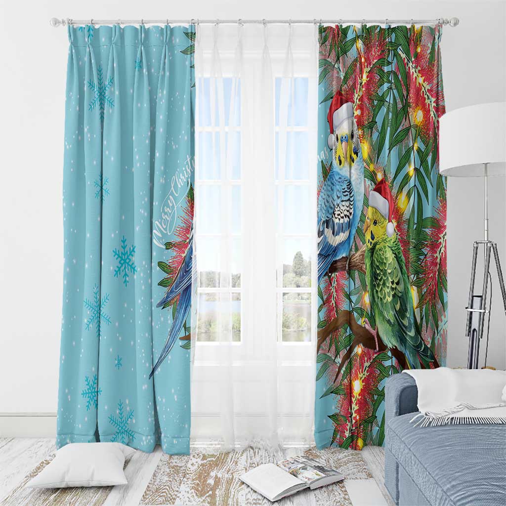 Blue Budgies on Callistemon Window Curtain Merry Christmas Aussie - Aussie Hoodie
