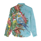 Blue Budgies on Callistemon Women Casual Shirt Merry Christmas Aussie - Aussie Hoodie