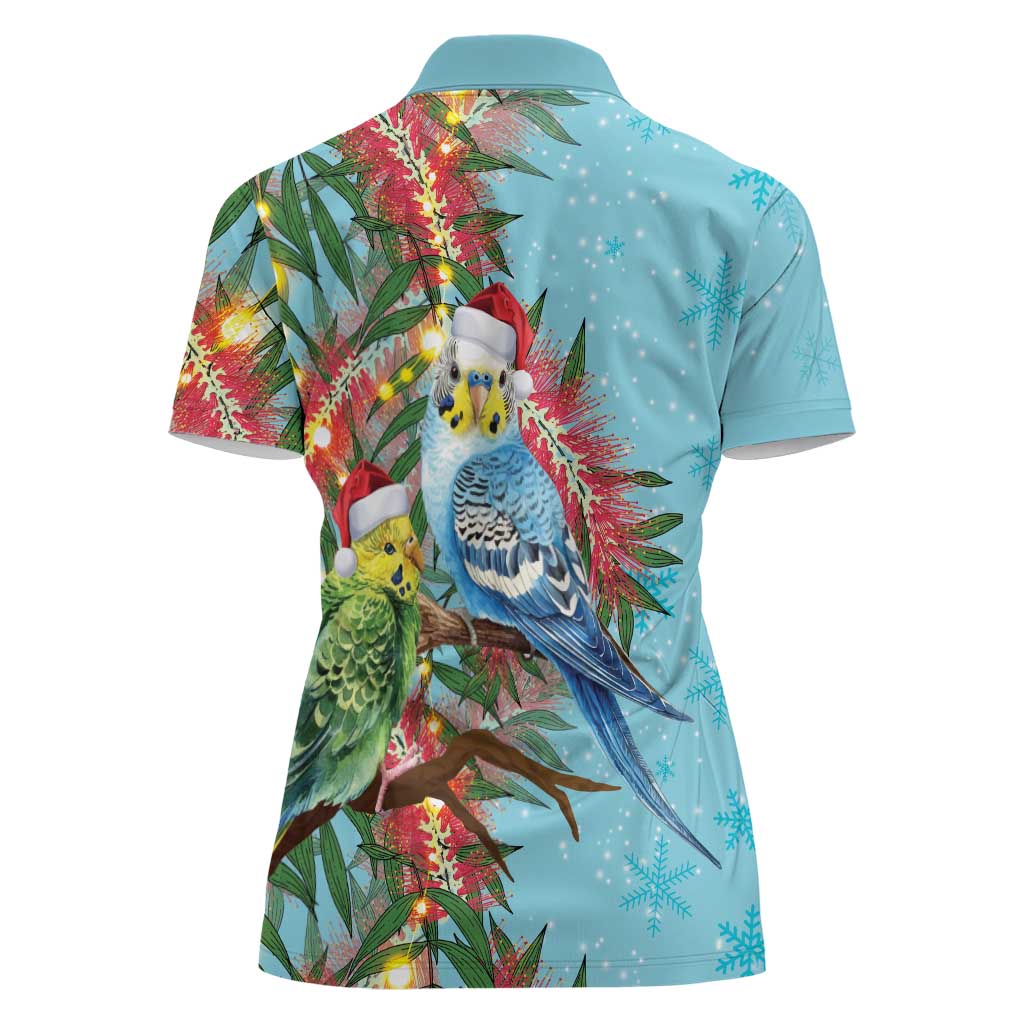 Blue Budgies on Callistemon Women Polo Shirt Merry Christmas Aussie - Aussie Hoodie