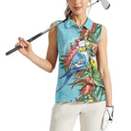 Blue Budgies on Callistemon Women Sleeveless Polo Shirt Merry Christmas Aussie - Aussie Hoodie