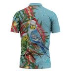 Blue Budgies on Callistemon Zipper Polo Shirt Merry Christmas Aussie - Aussie Hoodie