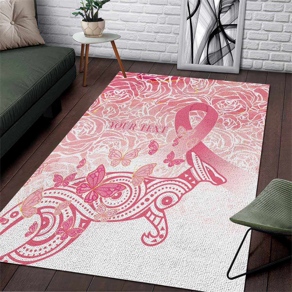 Australia Personalized Area Rug Breast Cancer Pink Ribbon - Marble Roses