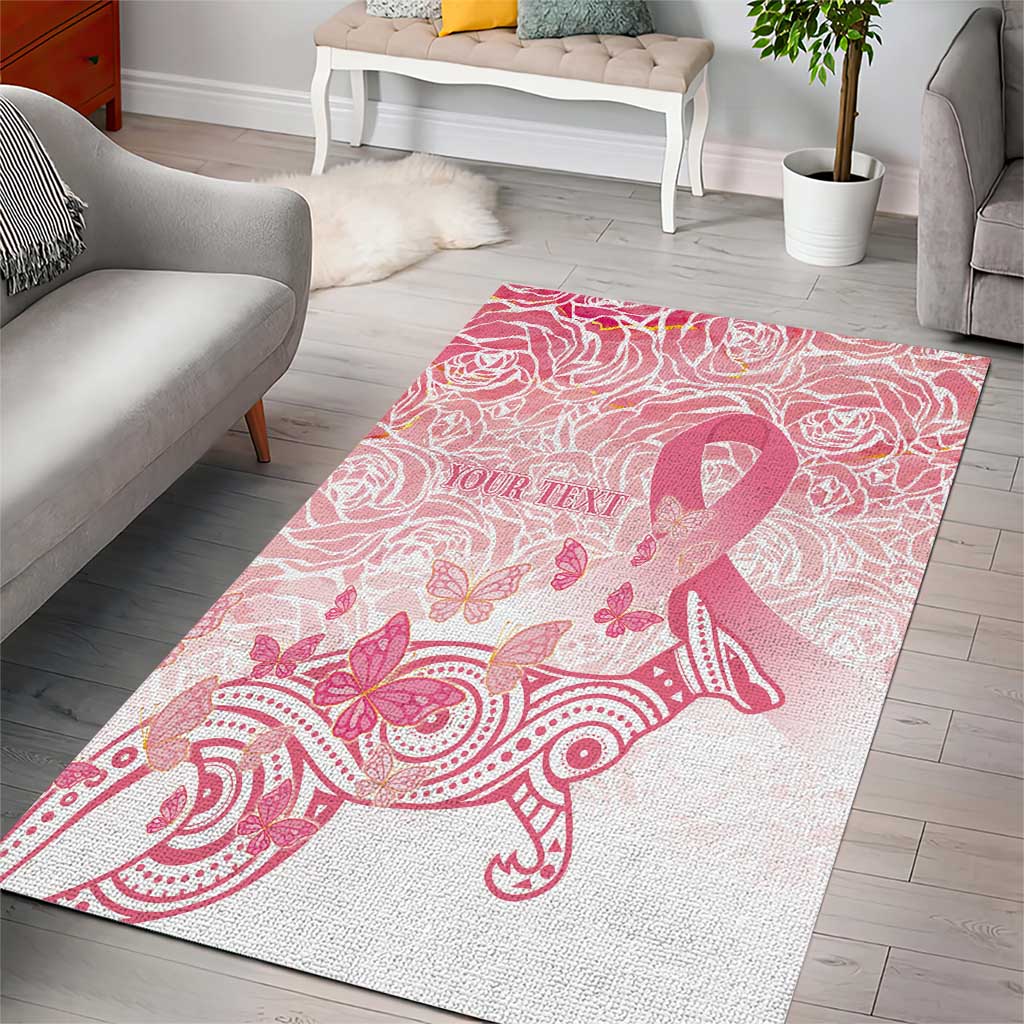 Australia Personalized Area Rug Breast Cancer Pink Ribbon - Marble Roses