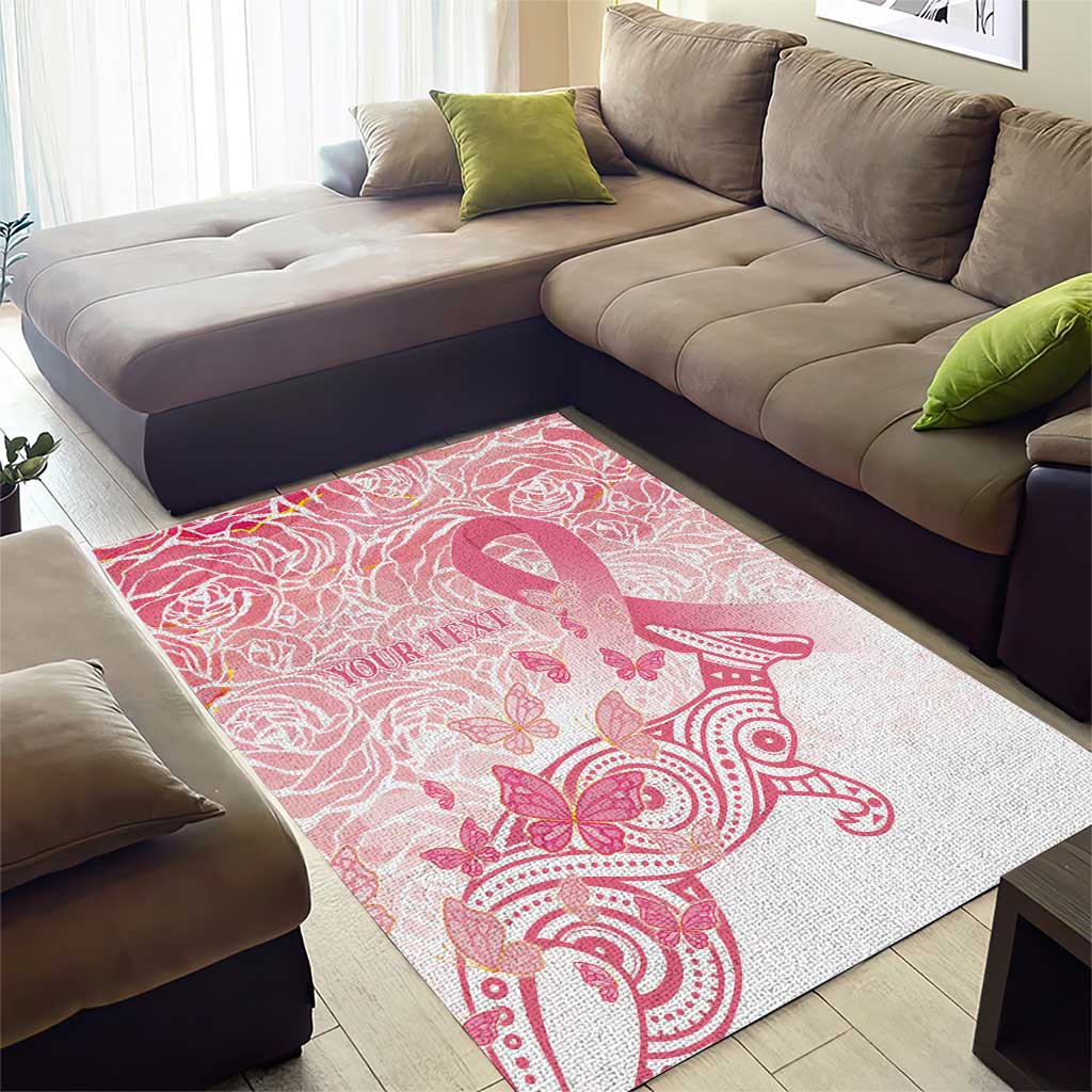 Australia Personalized Area Rug Breast Cancer Pink Ribbon - Marble Roses