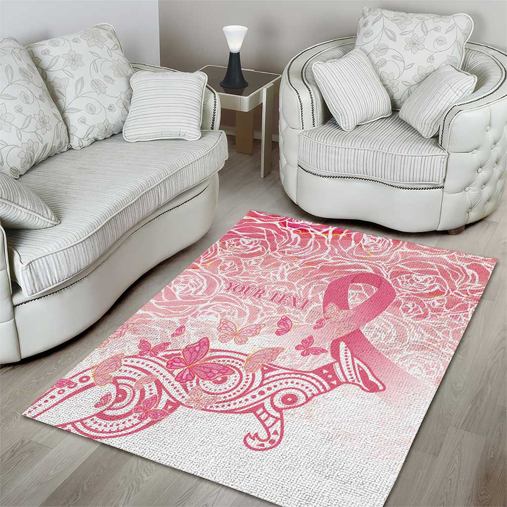 Australia Personalized Area Rug Breast Cancer Pink Ribbon - Marble Roses