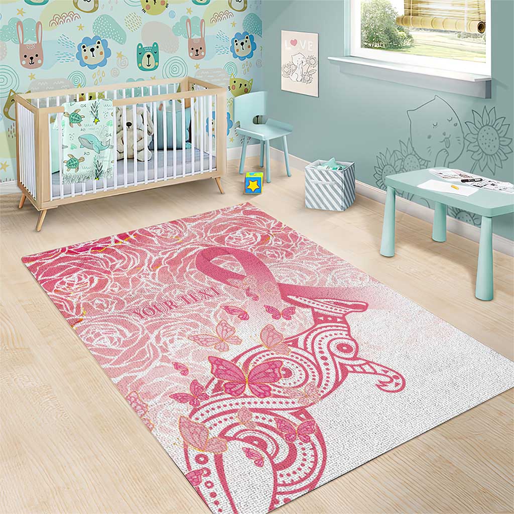 Australia Personalized Area Rug Breast Cancer Pink Ribbon - Marble Roses