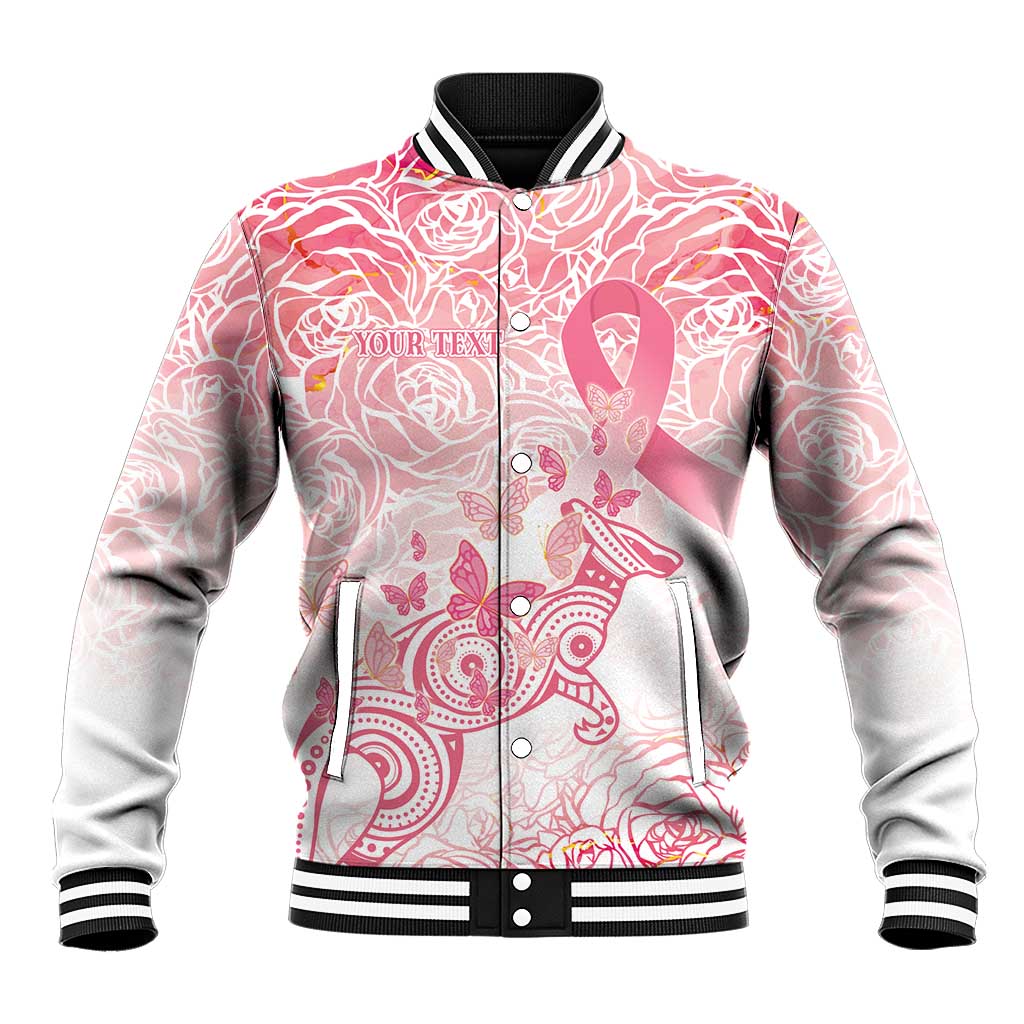 Australia Personalized Baseball Jacket Breast Cancer Pink Ribbon - Marble Roses