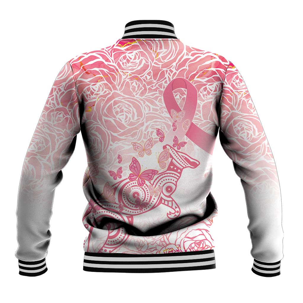 Australia Personalized Baseball Jacket Breast Cancer Pink Ribbon - Marble Roses