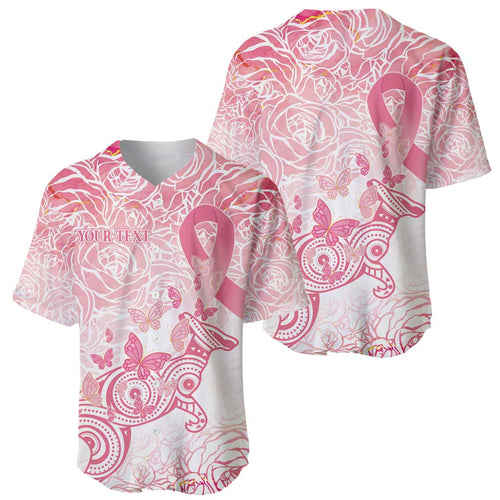Australia Personalized Baseball Jersey Breast Cancer Pink Ribbon - Marble Roses