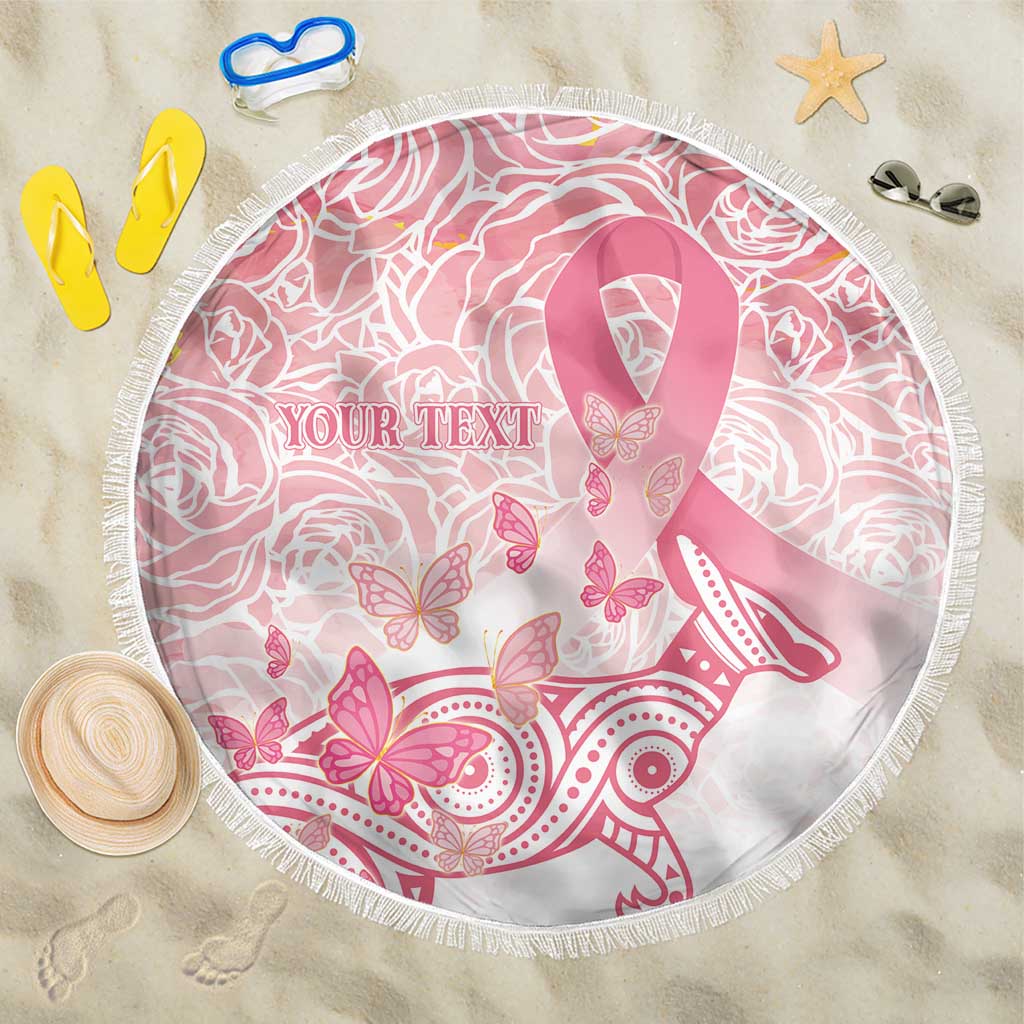 Australia Personalized Beach Blanket Breast Cancer Pink Ribbon - Marble Roses