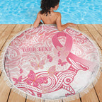 Australia Personalized Beach Blanket Breast Cancer Pink Ribbon - Marble Roses