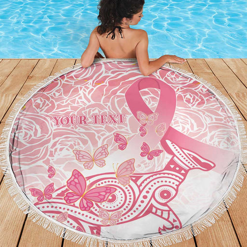 Australia Personalized Beach Blanket Breast Cancer Pink Ribbon - Marble Roses