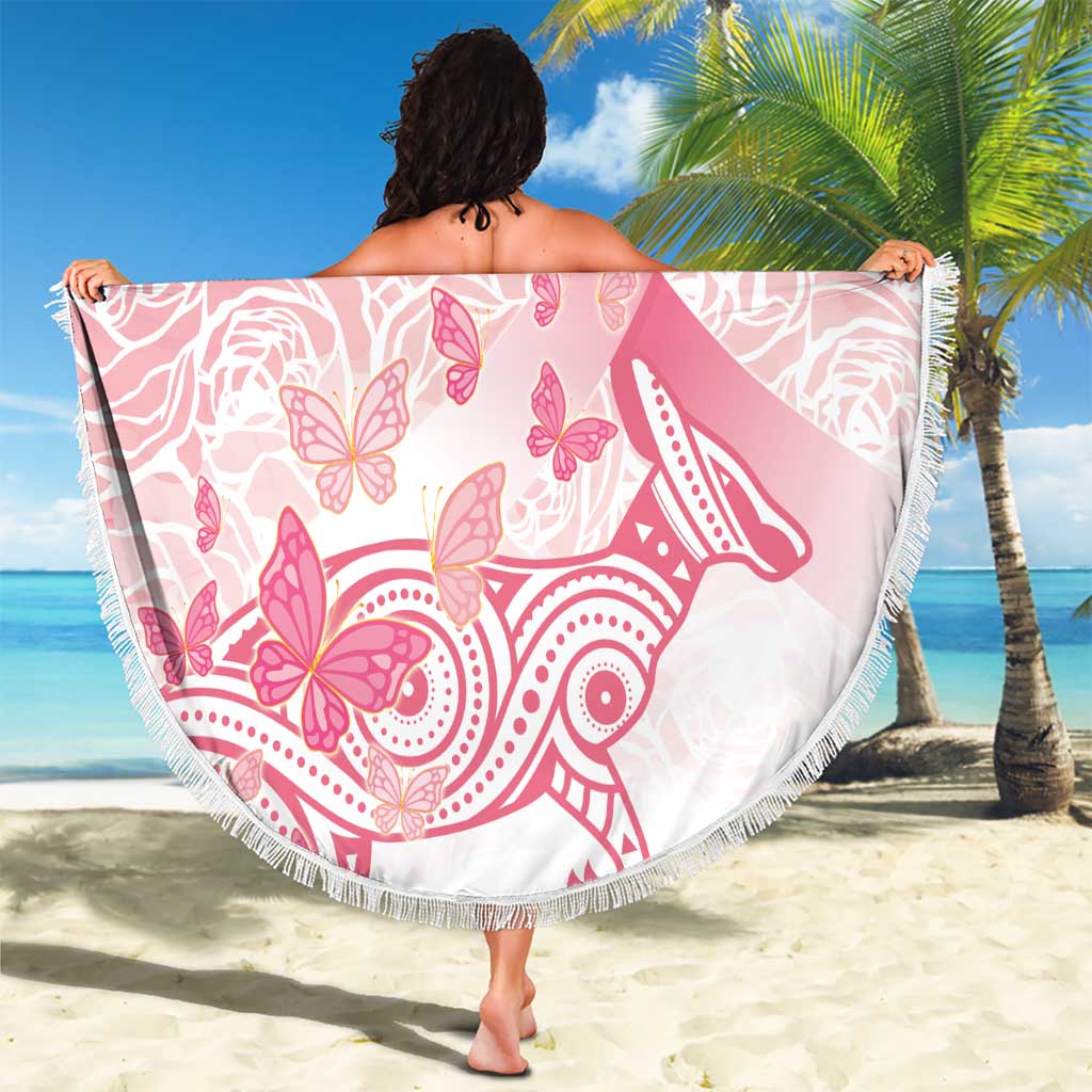 Australia Personalized Beach Blanket Breast Cancer Pink Ribbon - Marble Roses