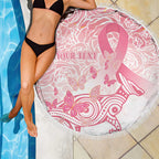 Australia Personalized Beach Blanket Breast Cancer Pink Ribbon - Marble Roses