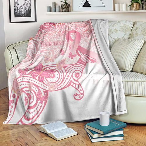 Australia Personalized Blanket Breast Cancer Pink Ribbon - Marble Roses