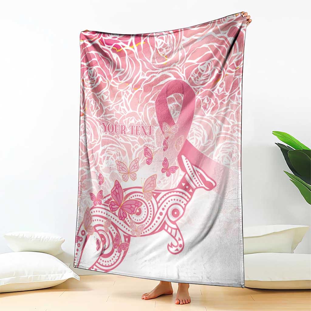 Australia Personalized Blanket Breast Cancer Pink Ribbon - Marble Roses