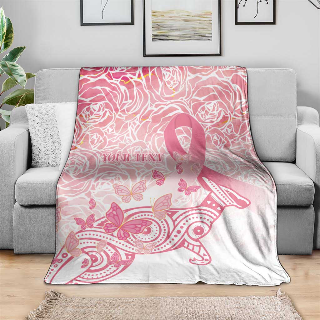 Australia Personalized Blanket Breast Cancer Pink Ribbon - Marble Roses
