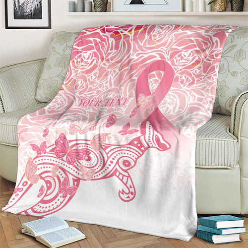 Australia Personalized Blanket Breast Cancer Pink Ribbon - Marble Roses