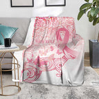 Australia Personalized Blanket Breast Cancer Pink Ribbon - Marble Roses