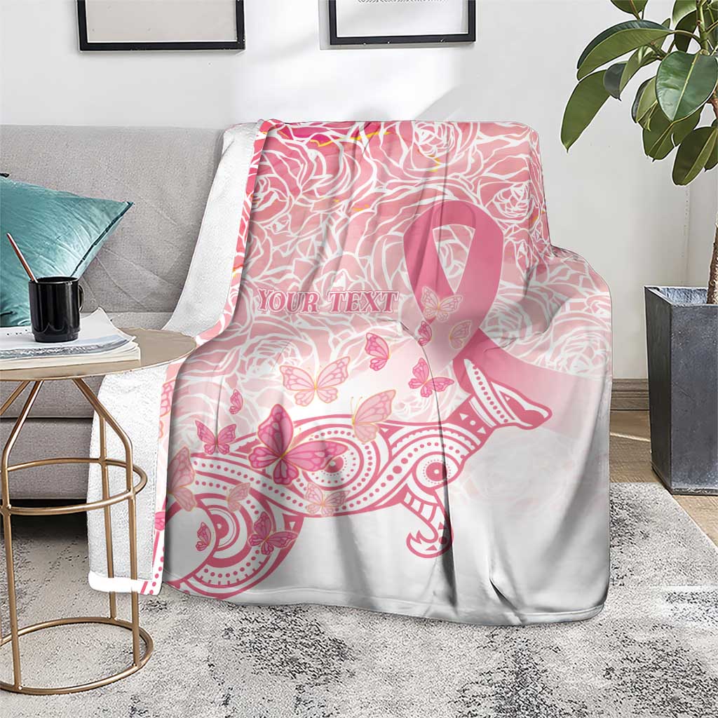 Australia Personalized Blanket Breast Cancer Pink Ribbon - Marble Roses