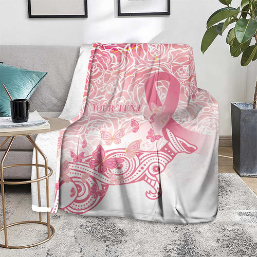 Australia Personalized Blanket Breast Cancer Pink Ribbon - Marble Roses