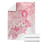 Australia Personalized Blanket Breast Cancer Pink Ribbon - Marble Roses