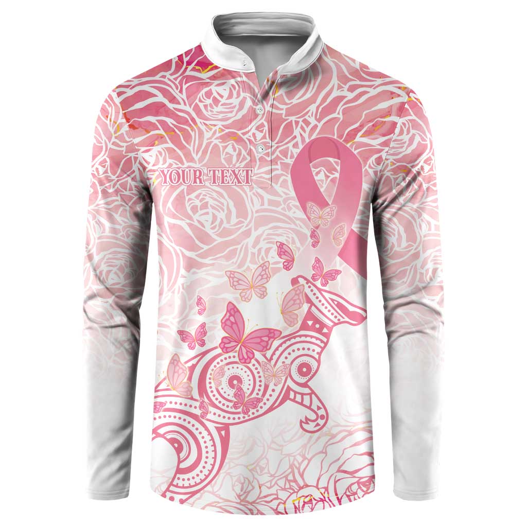 Australia Personalized Button Sweatshirt Breast Cancer Pink Ribbon - Marble Roses