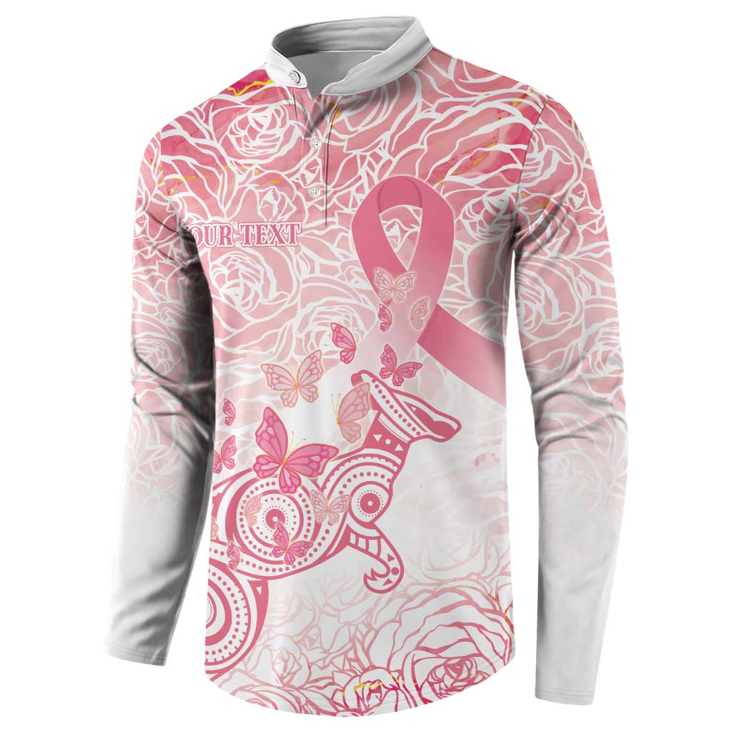 Australia Personalized Button Sweatshirt Breast Cancer Pink Ribbon - Marble Roses