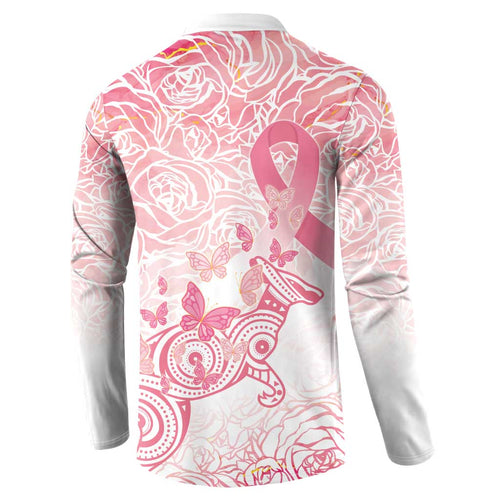 Australia Personalized Button Sweatshirt Breast Cancer Pink Ribbon - Marble Roses