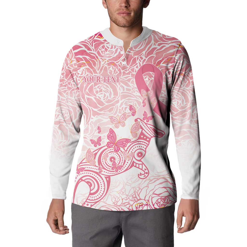 Australia Personalized Button Sweatshirt Breast Cancer Pink Ribbon - Marble Roses