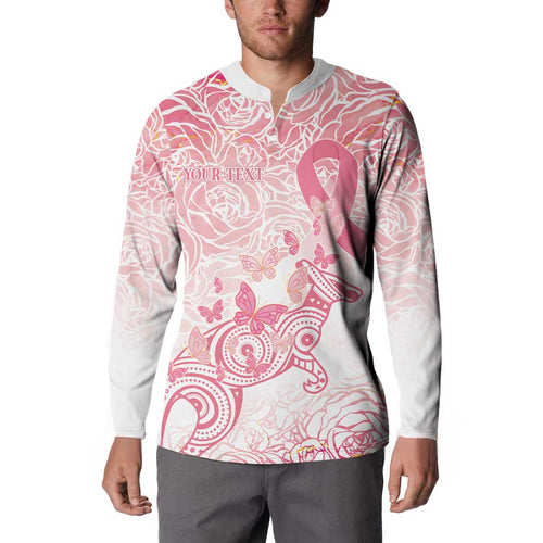 Australia Personalized Button Sweatshirt Breast Cancer Pink Ribbon - Marble Roses