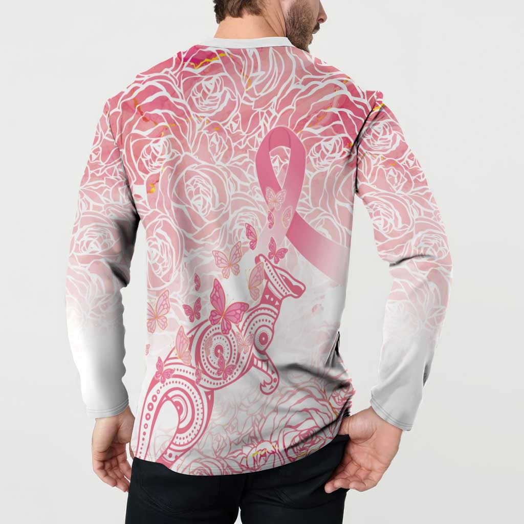 Australia Personalized Button Sweatshirt Breast Cancer Pink Ribbon - Marble Roses