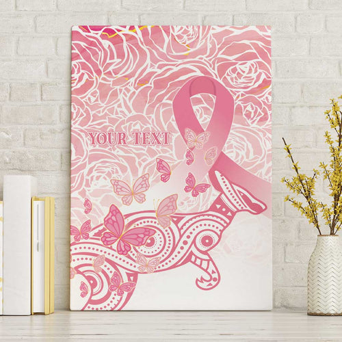 Australia Personalized Canvas Wall Art Breast Cancer Pink Ribbon - Marble Roses