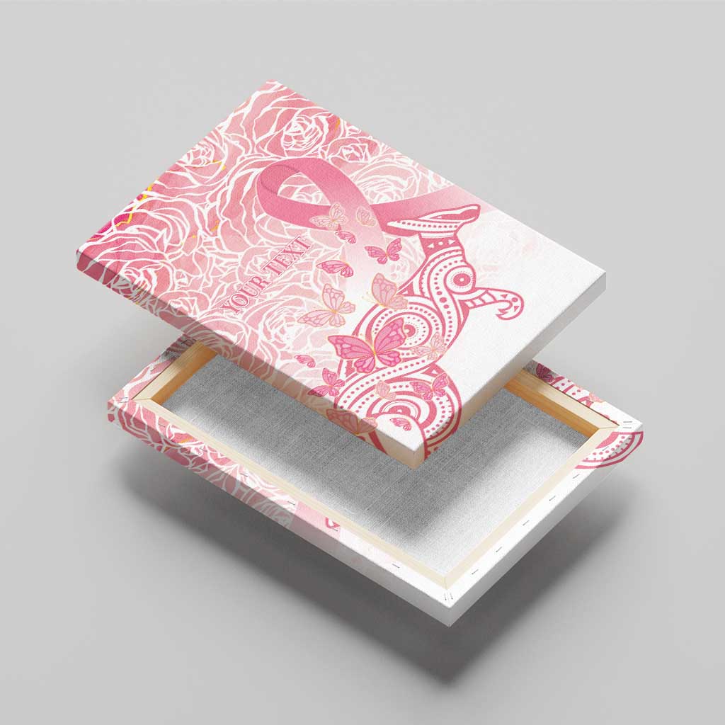 Australia Personalized Canvas Wall Art Breast Cancer Pink Ribbon - Marble Roses
