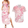 Australia Personalized Couples Matching Summer Maxi Dress and Hawaiian Shirt Breast Cancer Pink Ribbon - Marble Roses