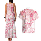 Australia Personalized Couples Matching Tank Maxi Dress and Hawaiian Shirt Breast Cancer Pink Ribbon - Marble Roses