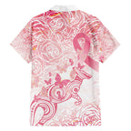 Australia Personalized Family Matching Off The Shoulder Long Sleeve Dress and Hawaiian Shirt Breast Cancer Pink Ribbon - Marble Roses