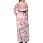 Australia Personalized Family Matching Off Shoulder Maxi Dress and Hawaiian Shirt Breast Cancer Pink Ribbon - Marble Roses