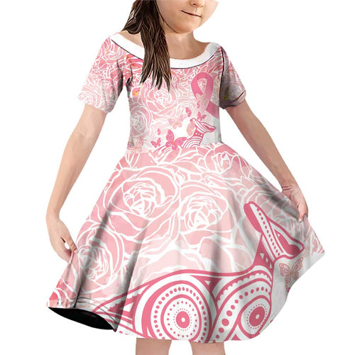Australia Personalized Family Matching Off Shoulder Short Dress and Hawaiian Shirt Breast Cancer Pink Ribbon - Marble Roses