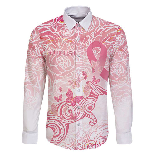 Australia Personalized Family Matching Puletasi and Hawaiian Shirt Breast Cancer Pink Ribbon - Marble Roses